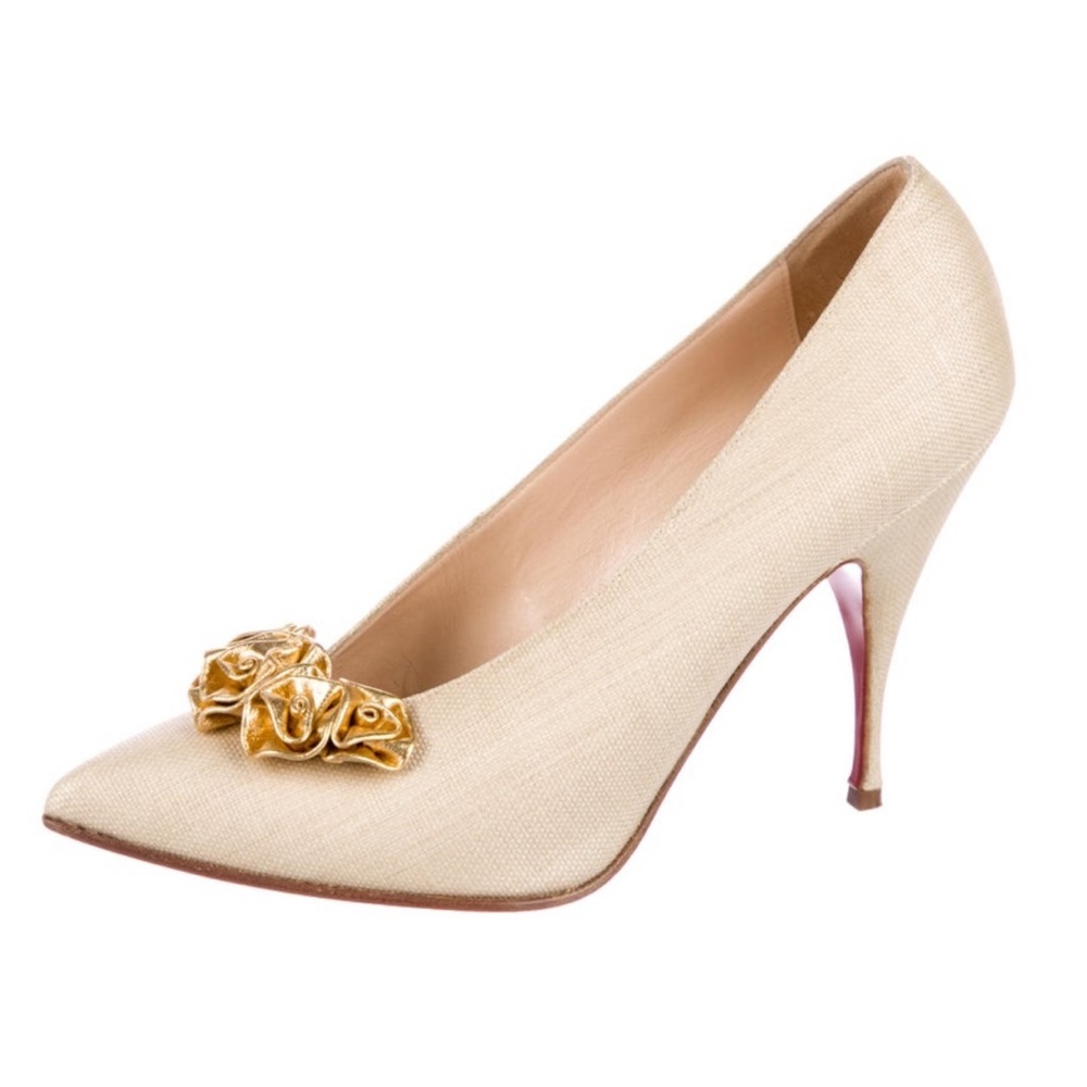 Christian Louboutin Cream and Gold Stiletto Heels 36.5 euc